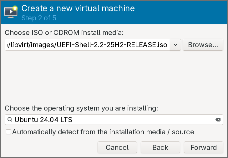 Select install media and operating system