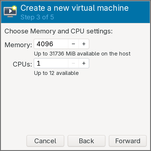 Set the amount of CPU to 1