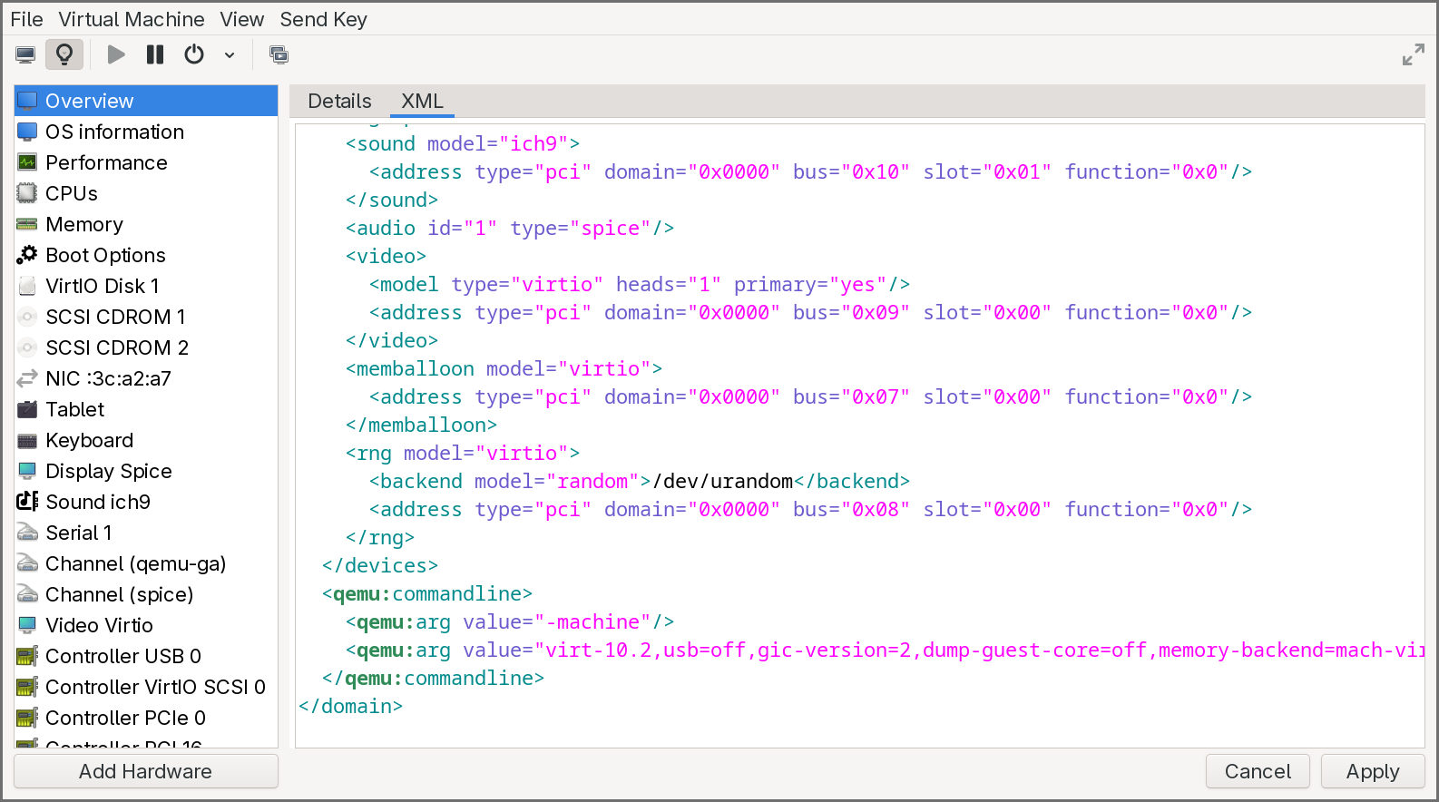 Add the custom qemu argument